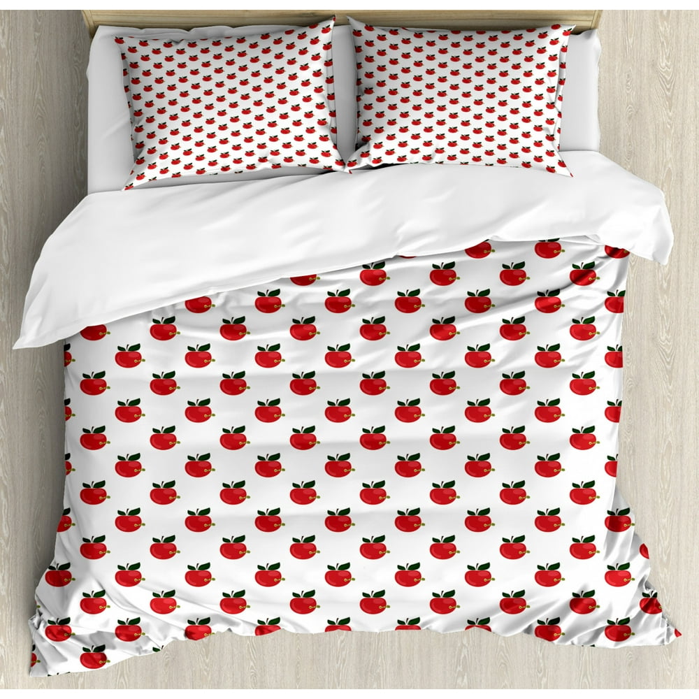 Red Apple Print Pattern Bed Set Quilt