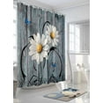 thumbnail image 3 of Rustic Daisy Shower Curtain, Turquise Wood Textured Bathroom Decor Curtains Set with Hooks, Waterproof Fabric Home Accessories， Stall 36 X 72 Inch, 3 of 6