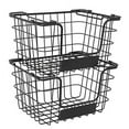 thumbnail image 6 of BirdRock Home Stacking Wire Market Baskets with Chalk Label - Set of 2 - Black, 6 of 9