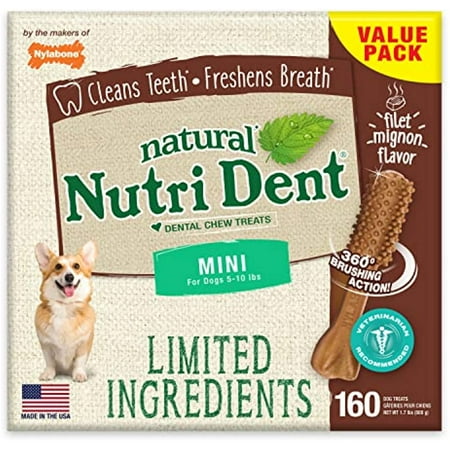 UPC: 0018214842781 | Nylabone Nutri Dent Limited Ingredient Dental Chews Filet Mignon Mini 160 count
