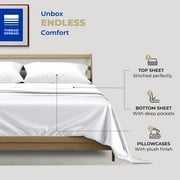 THREAD SPREAD 100% Cotton Queen Bed Sheets - Luxury 400 Thread Count Bed Sheets Queen Size (4 PC, White), Silky Soft Cooling Sateen Hotel Sheet Set