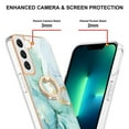 thumbnail image 2 of Marble Pattern Case for Samsung Galaxy S23 Plus, Diamond Rotated Ring Holder Kickstand Slim Fit Cover with Electroplated Frame All-Inclusive Lens Protection Anti-Shock Case, Green, 2 of 4