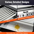 thumbnail image 4 of Hot Dog Roller, 9 Rollers 24 Hot Dogs Capacity 1650W Stainless Sausage Grill Cooker Machine with Removable Oil Drip Tray Dual Temp Control and Glass Hood Cover, Perfect for Commercial and Party, 4 of 7