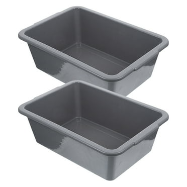 Phlegsive 2pcs Commercial Plastic Bus Box Utility Tote Bus Tub Washing Basin Tub with Handle for Restaurant