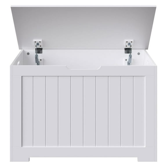 30'' Toy Box Storage Chest Trunk for Boys Girls Kids,Wooden Storage Bench Organizer Box Shoe Blanket Chest,w/2 Safety Hinges,for Living Room,Bedroom,Entryway(White)