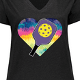 thumbnail image 4 of Inktastic Pickleball Lover Paddle Ball Retro Heart Women's Plus Size V-Neck T-Shirt, 4 of 5
