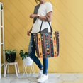 thumbnail image 4 of FORMRS Womens Canvas Tote Bag with Zipper Inner Pocket Shoulder Handbag, Orange Geometric, 4 of 7