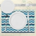 thumbnail image 3 of Ambesonne Aqua Place Mats Set of 4, Retro Zig Zag Stripes, Standard Size, Pale Blue Navy Blue, 3 of 6