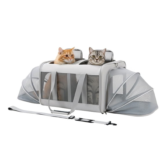PawsPik Portable Dual-Pet Dog & Cat Carrier, Light Gray, X-Large