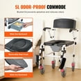 thumbnail image 4 of KFFKFF Shower Commode Wheelchair with 4 Lockable Wheels Footrests Flip-up Arms, 4 of 9