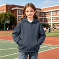 thumbnail image 6 of DJDLJWCJ Big Girls Long Sleeve Hoodie Solid Color Warm Pullover Sweatshirt Stretch Soft Comfy Hooded Sweatshirts Dark Gray Size 3T, 6 of 9