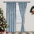 thumbnail image 2 of XWZO Velvet Curtains 84 inches with Tiebacks, Rod Pocket Room Darkening Window Drapes for Bedroom, 52"W x 84"L, Stone Blue, 2 Panels, 2 of 8