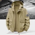 thumbnail image 6 of YLSDY Mens Badge Detail Hooded Hiking Jacket Men Short Zip Outer Coat, Adjustable Drawstring Hood Windproof Seams for Outdoor Adventures Khaki XXXXXL, 6 of 9