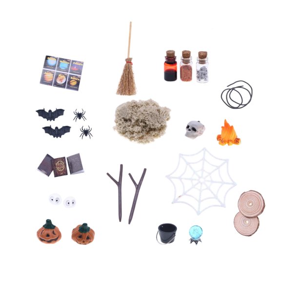 de adornos de Halloween para casa de muñecas de 27 piezas, juego de escenas de Halloween, juguete de accesorios fotográficos, micropaisaje de