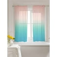 thumbnail image 3 of Pink Teal Ombre Curtains 54 Inch Length,Sheer Curtains for Bedroom Living Room Window Modern Abstract Art Gradient Aesthetics Rod Pocket Drapes Kitchen Curtains Small Half Window 42"x54" 2 Panels, 3 of 7