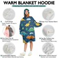 thumbnail image 5 of Wearable Oversized Blanket,DarkBlue Cartoon Dinosaurs Leaves Clouds Pattern Wearable Blanket Hoodie for Adults,Cozy Hooded Blankets with Super Pockets,Super Warm Fuzzy Pullover for Women & Men, 5 of 6