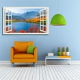 thumbnail image 3 of Window View of North Lake In Autumn Canvs Art Fake Open Window Wall Art Lake Colorful Tree Framed Painting For Livingroom Office Bedroom Ready to Hang, 3 of 6