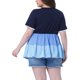 thumbnail image 2 of Blusas de mujer de talla grande Agnes Orinda, con volantes, encaje, cuello redondo, manga corta, casuales y fluidas, 2X, azul, 2 of 8