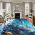 thumbnail image 3 of Shark Coastal Area Rug 5x8 FT, Non Slip Bedroom Throw Carpet, Summer Beach Coral Ocean Nautical Washable Soft Floor Carpet Non-Shedding Rug for Living Room Nursery Dorm Office, 3 of 9