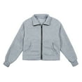 thumbnail image 1 of PMVFHDE Liquidation Chandail en Molleton à Col Rond pour Filles, Veste Doublée à Col Montant avec Poches, Gris, 9-10 Ans, 1 of 8