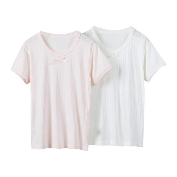 FAIWAD Unisex Boys Girls 2 Pack Cotton Tops Comfy Short Sleeve Lightweight Breathable Tshirt Kids Soft Stretch Undershirt