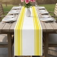thumbnail image 4 of Yellow Striped Cotton Linen Rectangle Table Runners 13"x120", Stripes Farmhouse Modern Coffee Table Runner Dresser Scarves Luxury Table Runners for Wedding Party Banquet Dinner Decor, 4 of 8