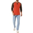 thumbnail image 2 of INSPIRE CHIC Men's T-Shirts Raglan Long Sleeve Casual Baseball Henley T-Shirts M Red, 2 of 6