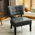 thumbnail image 5 of Oversized Gray Blended Leather Chair - Stylish Furniture Accent With Seating Design, 5 of 6