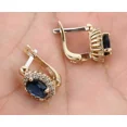 thumbnail image 2 of 3Ct Oval Cut Lab Created Blue Sapphire Halo Stud Earrings 14k Yellow Gold Plated, 2 of 2