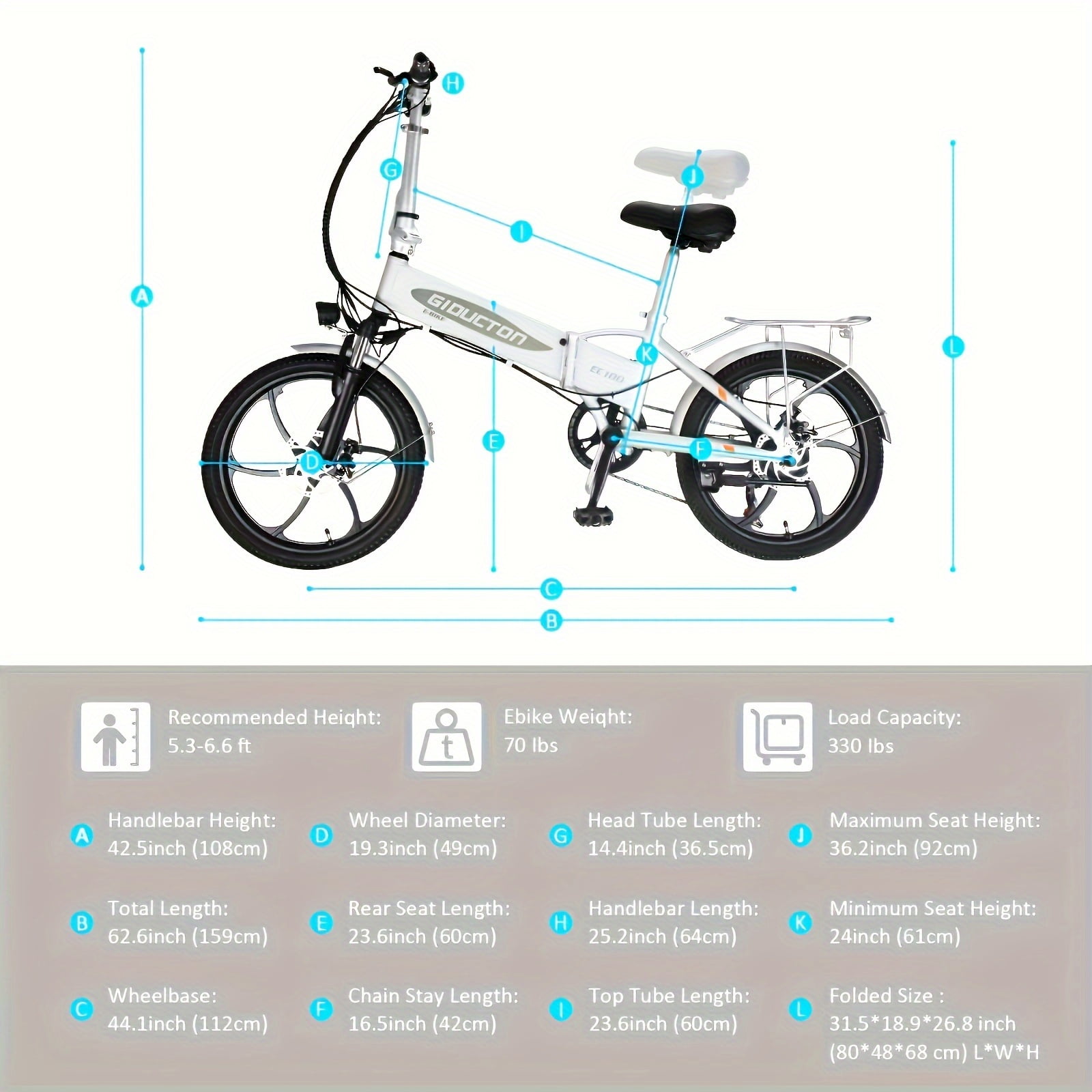 Folding Electric Bike, 20" 48V High-Performance Folding Electric Bike - 750W Motor20MPH Speed, 50Miles Range, 48V 18Ah High Capacity Removable Battery- ldeal ForCommuting And Leisure Rides