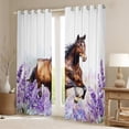 thumbnail image 3 of Homewish Rustic Brown Horse Black Out Curtains, Purple Lavender Floral Curtains Pack of 2 (42x63 Each), Fashion Animal Bedroom Curtains, Blackout Curtains Room Decor, 3 of 7