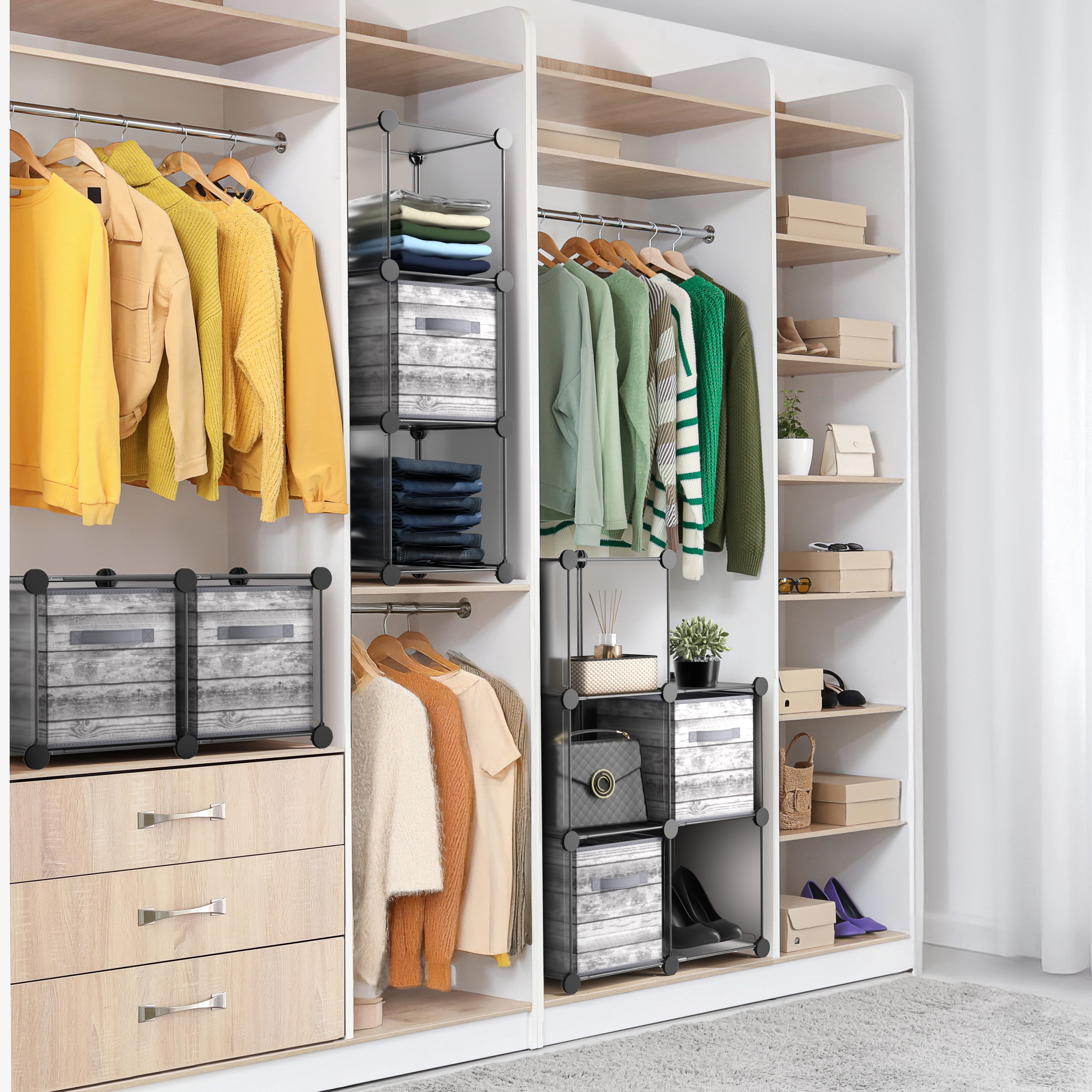 Sorbus 8-Cube Storage Organizer, Waterproof Cubby Shelf for Closet & Bedroom, Clear