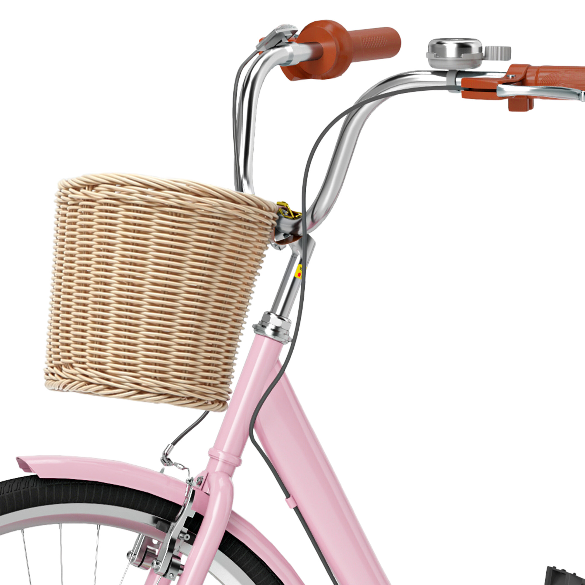 Uforic 26" Beach Cruiser Bike for Women, Adjustable Seat Single-Speed Commuter Bike Bicycle for Adults, Pink