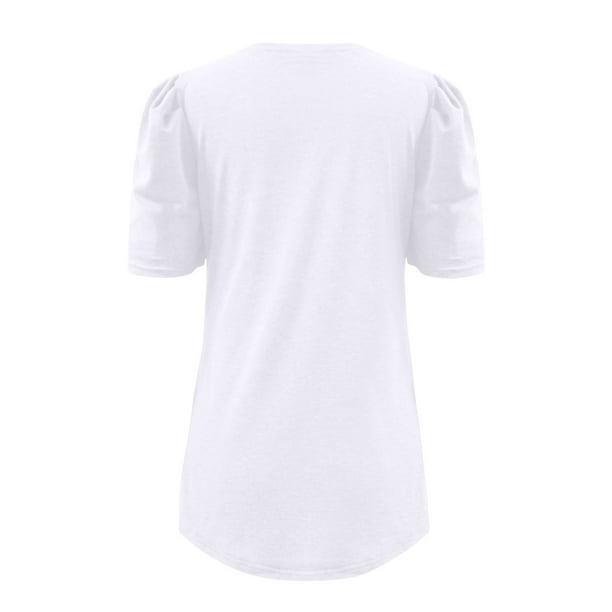 T-shirt blanc à manches courtes bouffantes
