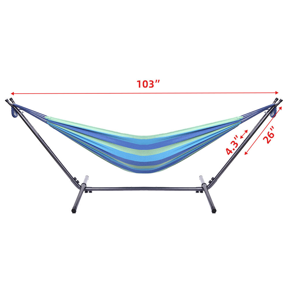 Clearance! Large Double Hammock Bed Set with Carrying Bag, Portable Hammock Chair Swing with Strong Steel Stand, Lightweight Hammocks for Backyard, Porch, Garden, Outdoor and Indoor Use, K2770 - image 5 of 10