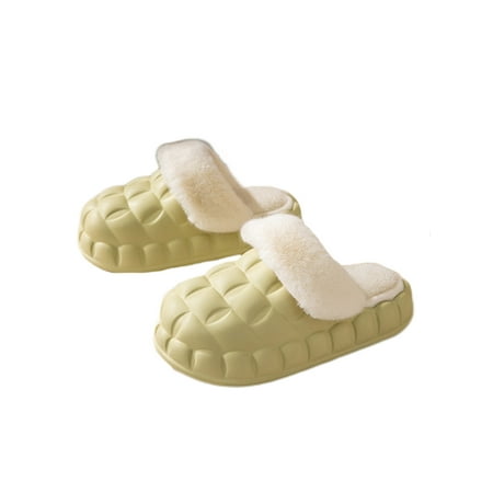 

Ferndule Unisex House Shoes Slip On Plush Slippers Fluffy Clog Slipper Casual Home Shoe Bedroom Cozy Anti-Skid Green 8.5-9