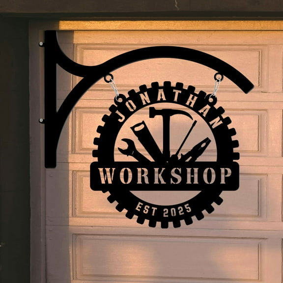 Craftnamesign Custom Workshop Garage Metal Hanging Sign, Workshop Metal Repair Tools Blade Sign
