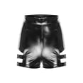 thumbnail image 3 of Zaldita Women's Metallic Shorts Yoga Shiny Sparkly Cutout with Metal Buckles Hot Short Pants Black L, 3 of 5