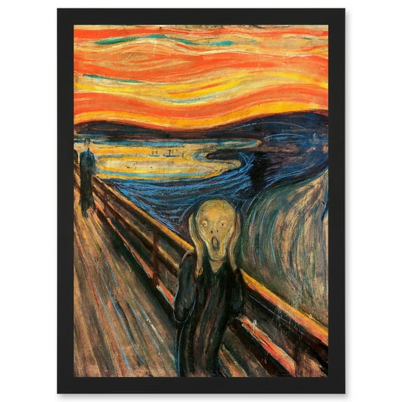 Edvard Munch The Scream Classic Old Master Fear A4 Artwork Framed Wall Art Print