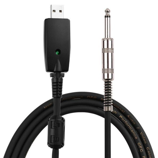 AMERTEER USB Guitar Andio Cable USB Male Interface to 6.35mm (1/4inch) Mono Electric Guitar Connection Cable Professional Guitar to PC USB Link Recording Cable Compatible with Windows / M
