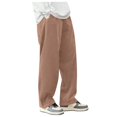 thumbnail image 1 of Unisex Solid Color Drawstring Track Pants Cozy Corduroy Straight Leg Loungewear, 1 of 6