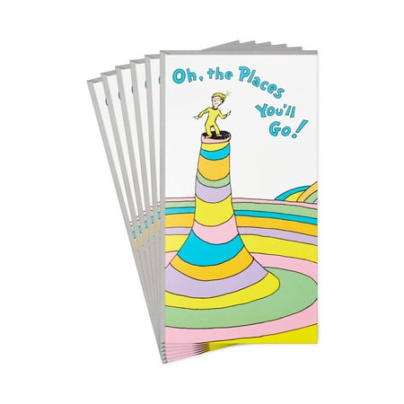 Hallmark Dr. Seuss Graduation Card Money Holders or Gift Card Holders ( Oh, the Places You'll Go! 6 Cards with Envelopes)