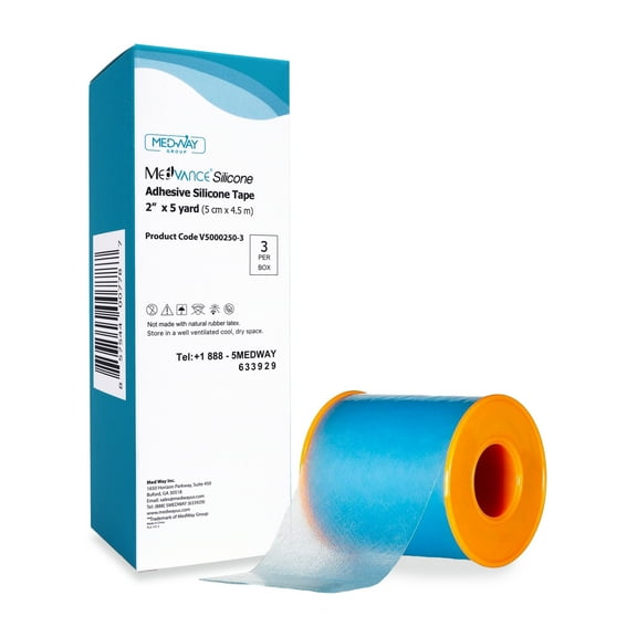 MedVance Silicone Tape 2" Wide Soft with Perforation and Cuttable (3 Pack, 5 Yards)