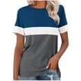 thumbnail image 2 of Rezuofi 1 Pcs Women’s T Shirts Short Sleeve Color Block Tops Casual Summer Fashion Tees, 2 of 7