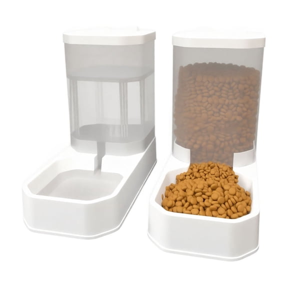 Rdausd Gravity Pet Feeder and Waterer Set, Automatic Cat Dog Food Dispenser and Water Bowl, 2-Pack Self-Dispensing Feeding Station for Small Pets