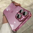 thumbnail image 2 of New Luxury Plating Clear Phone Case For iPhone 15 14 13 11 12 Pro Max Mini 14 Plus XR X XS Max Silicone Bumper Soft pink Cover, 2 of 7