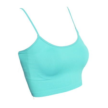 Junior's Seamless Spaghetti Strap Bra Top Stretch Cami Bandeau Bralette