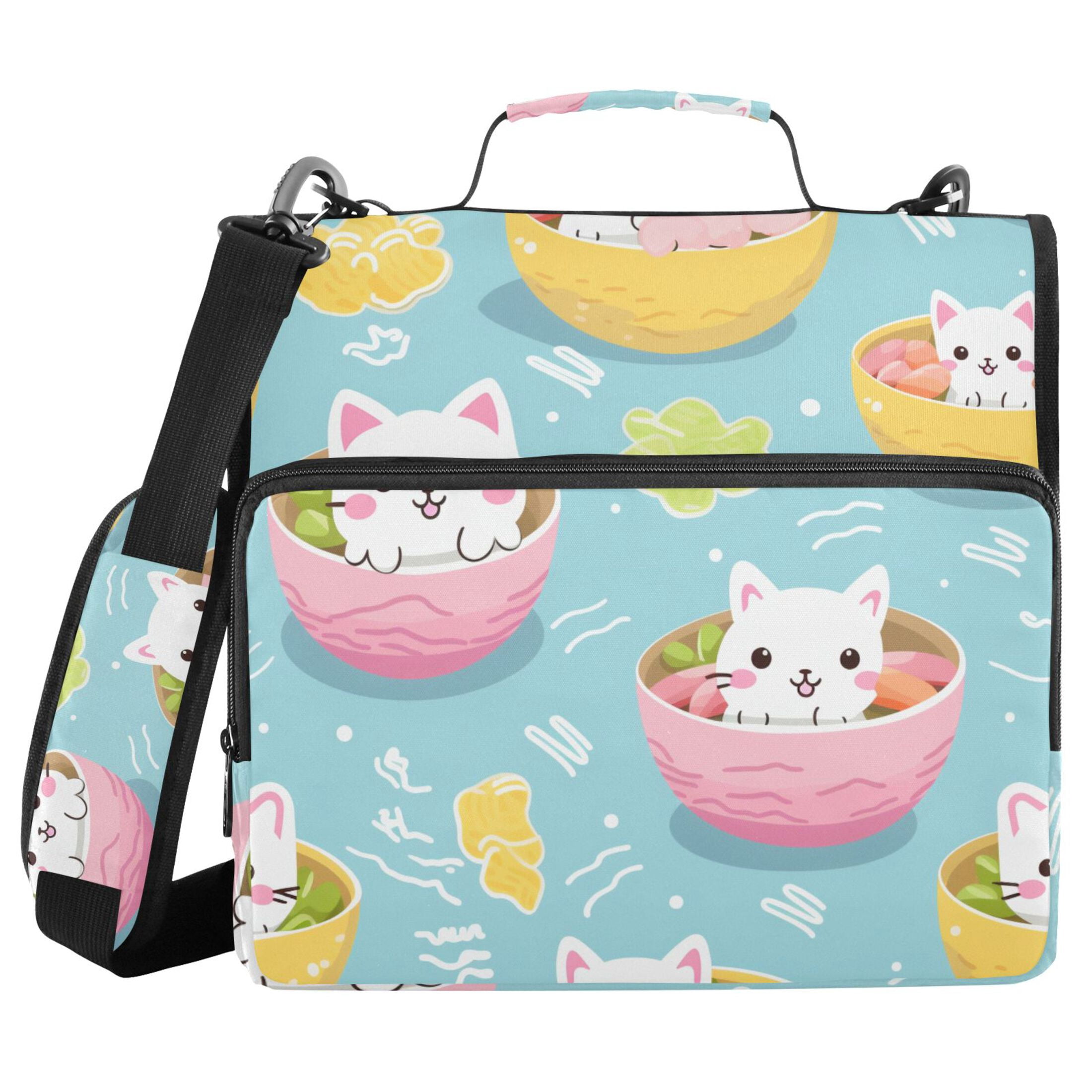 ALAZA Zipper Binder Cute Cat Cartoon 3 Ring Trapper Keeper File Folder Organizer Bag