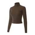 thumbnail image 3 of MixMatchy Women's Long Sleeve Turtle Neck Fitted Crop Ribbed Knit Sweater, 3 of 7