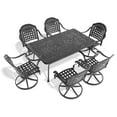 thumbnail image 3 of JERFIT 7-Piece Outdoor Patio Dining Set with Swivel Chairs, Cast Aluminum Table and Cushions, All-Weather Black, 3 of 10